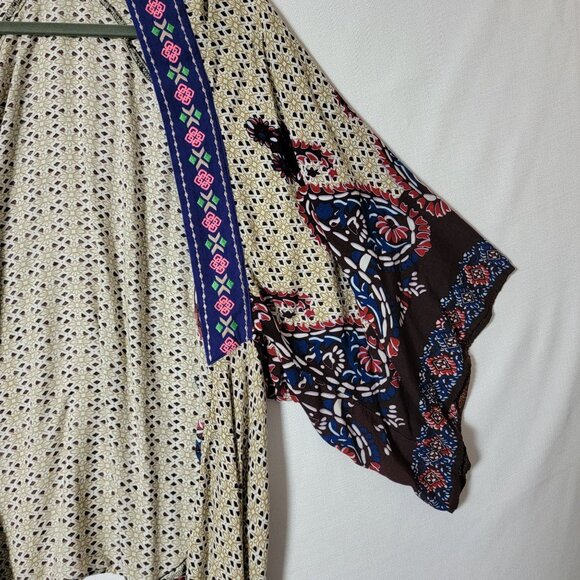 Flying Tomato Womens Open Front Hi Lo Cardigan Kimono Sz M/L Boho Peasant - Picture 4 of 10